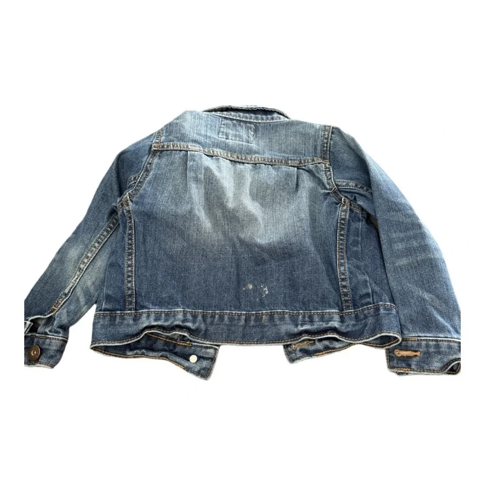 Oshkosh Girls 100% Cotton Denim Button Up Jean Jacket Dark Wash Size 4T Blue